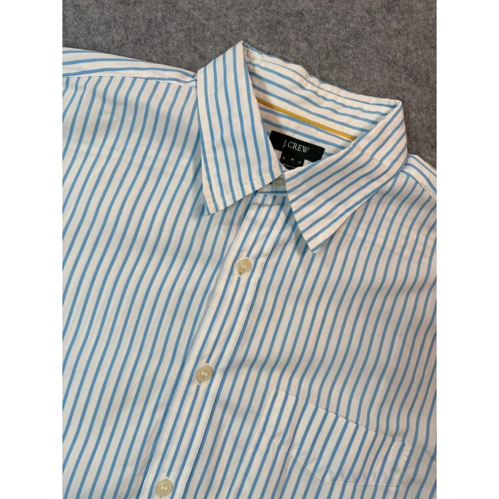 J.Crew Mens Blue White Striped Button Down Shirt Long Sleeve Size M Medium